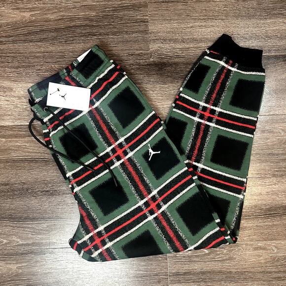 Nike Air Jordan Holiday Sweatpants Joggers Plaid FV7462-010 $80 Men's Large L - Picture 1 of 5
